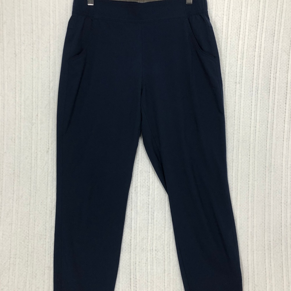 Eddie Bauer Womens Navy Blue Trail Hiking Pants Elastic Waist Tapered Size Small